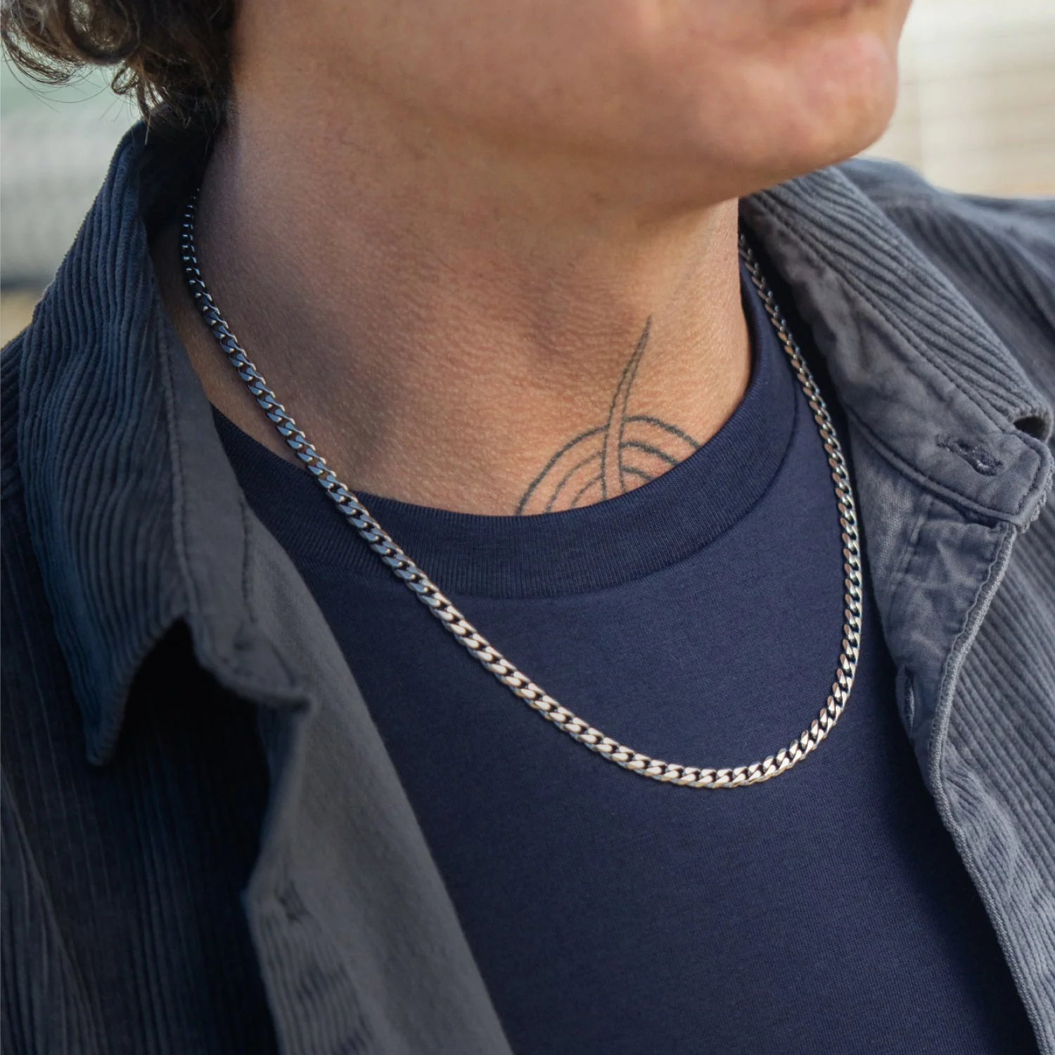 5mm Curb Chain - Platinum - 20" - Image 7