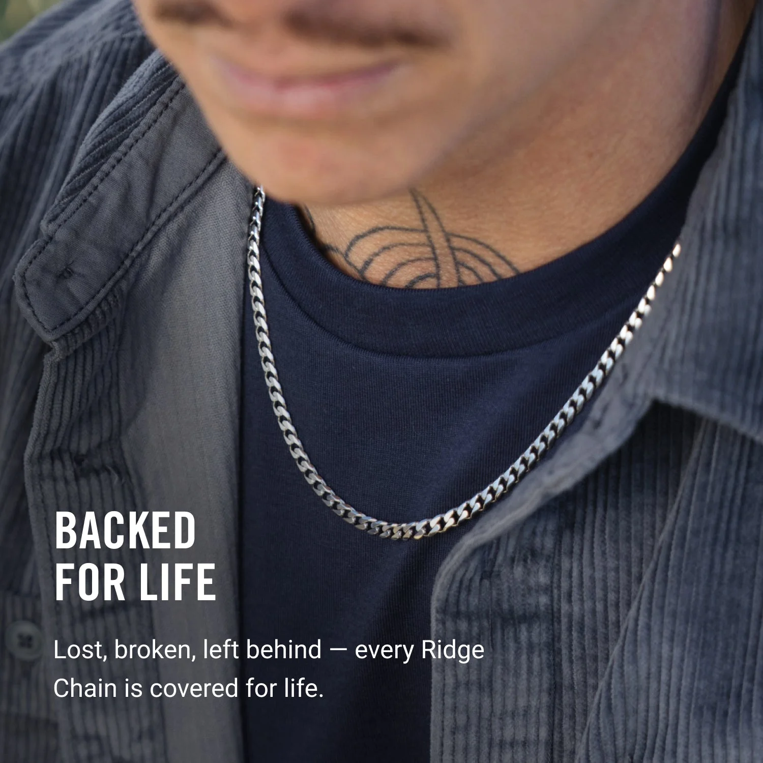 5mm Curb Chain - Platinum - 22" - Image 6