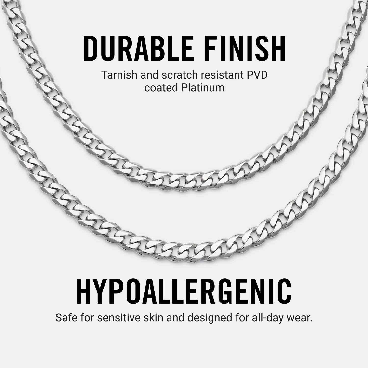 5mm Curb Chain - Platinum - 22" - Image 9