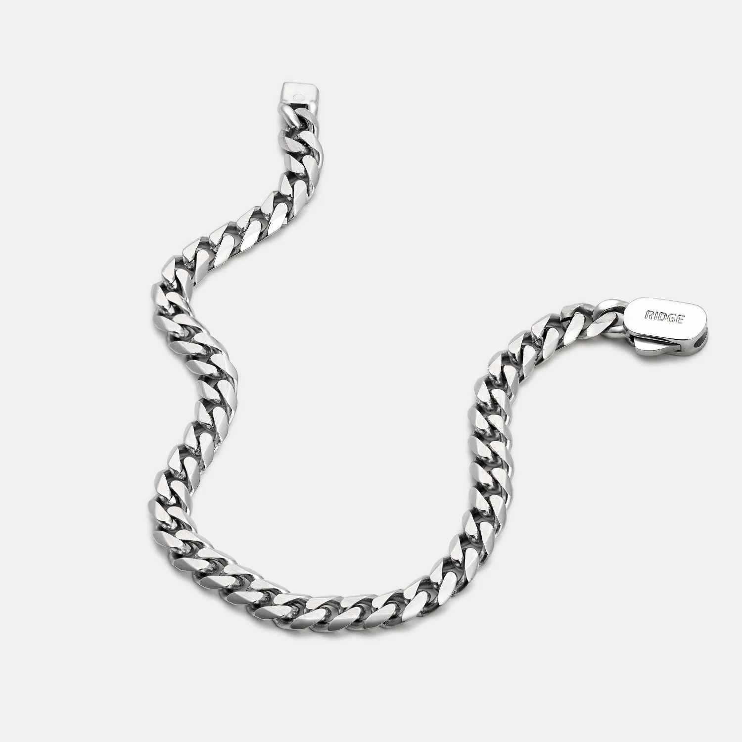 6mm Curb Bracelet - Platinum - Large - Image 3