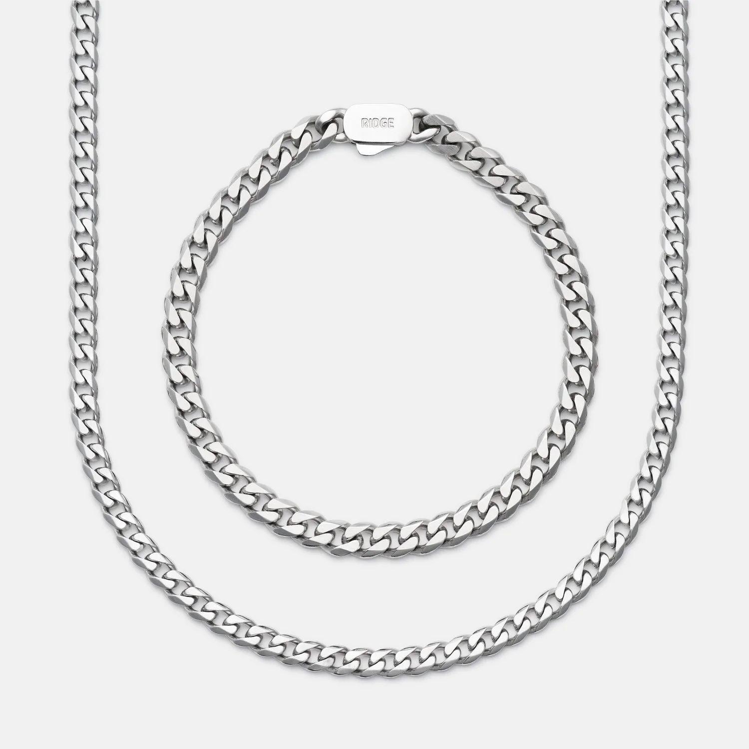 6mm Curb Bracelet - Platinum - Large - Image 4