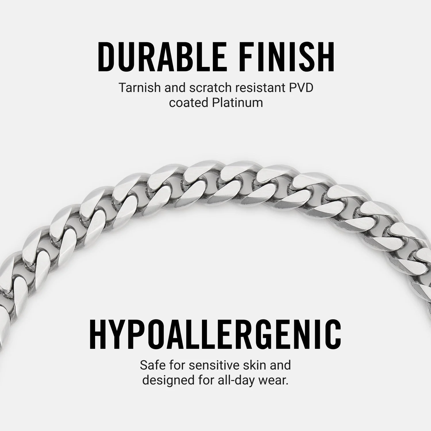 6mm Curb Bracelet - Platinum - Large - Image 8