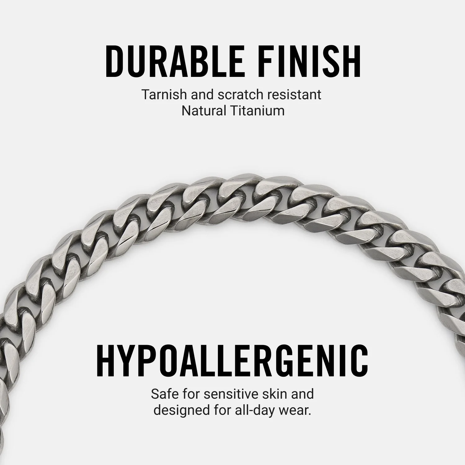 6mm Curb Bracelet - Titanium - Large - Image 8