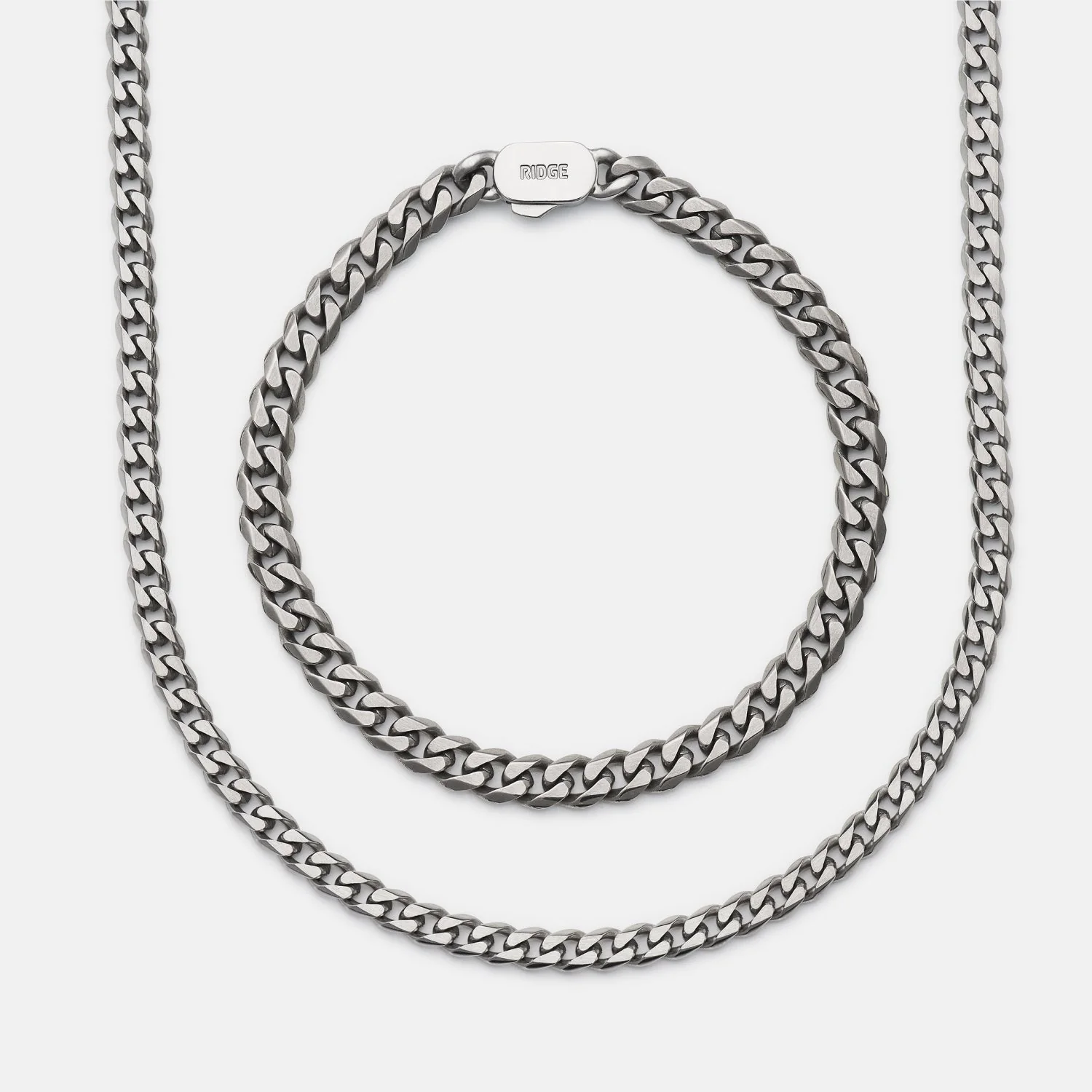 6mm Curb Bracelet - Titanium - Medium - Image 4