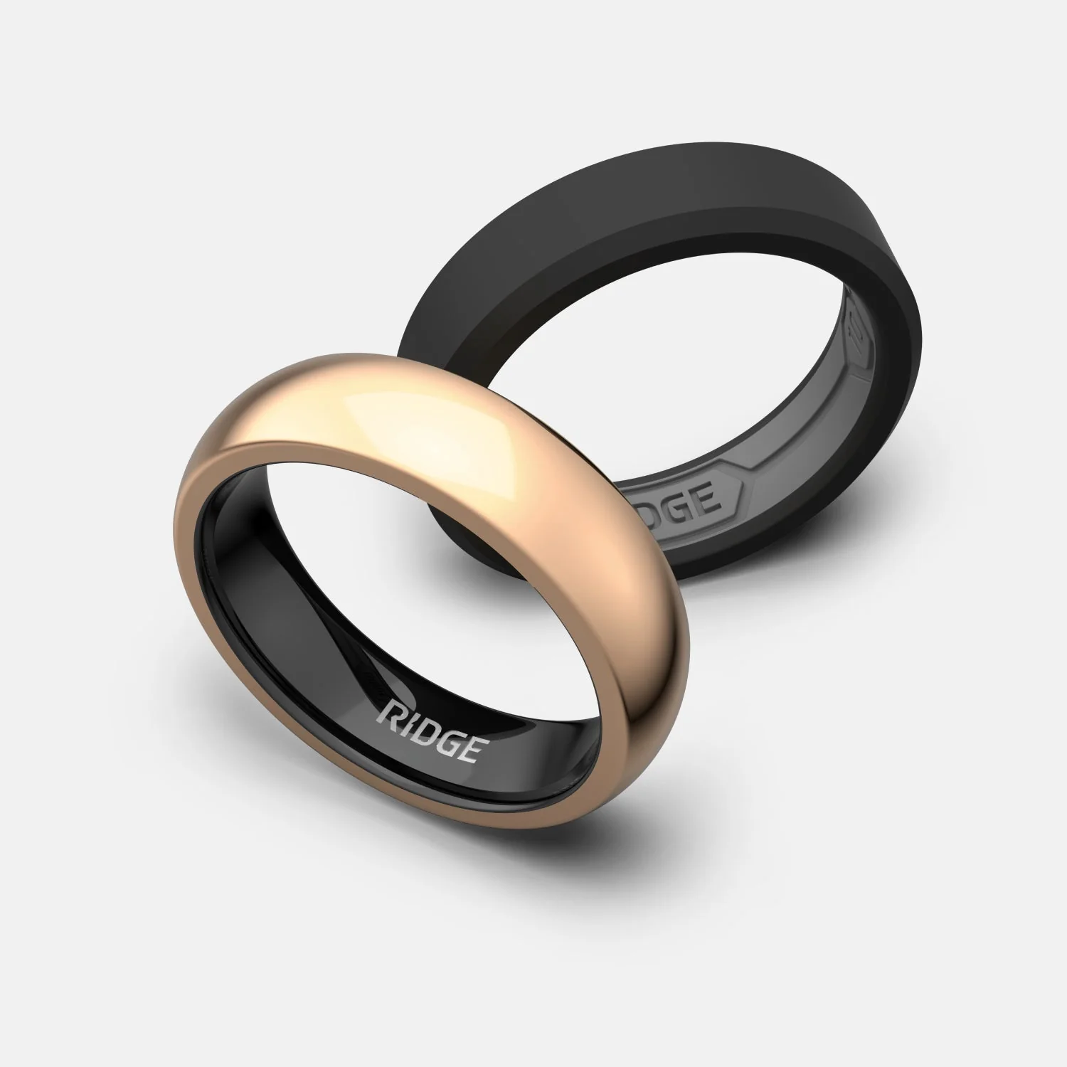 6mm Rounded Ring Set - 18K Rose Gold - Image 3