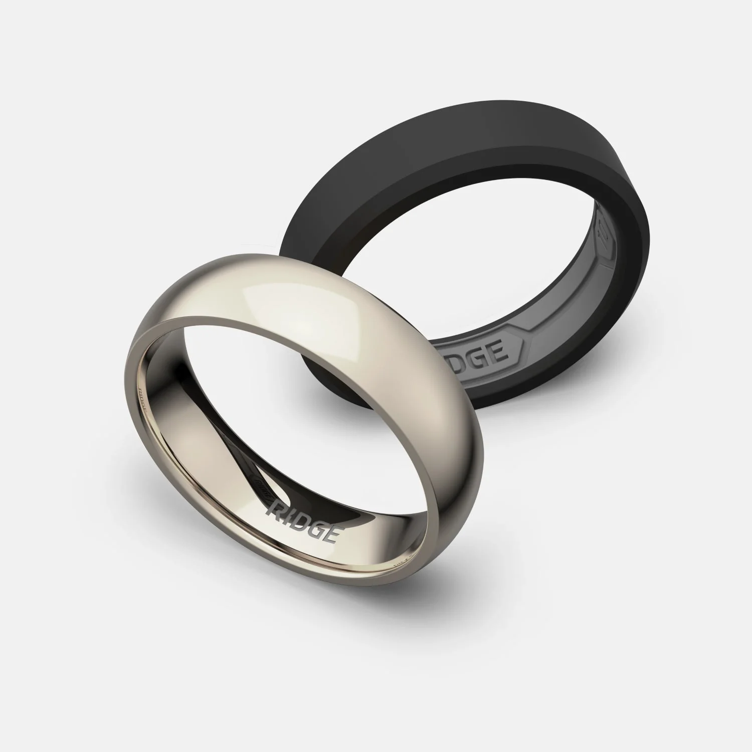 6mm Rounded Ring Set - Platinum - Tantalum - Image 3