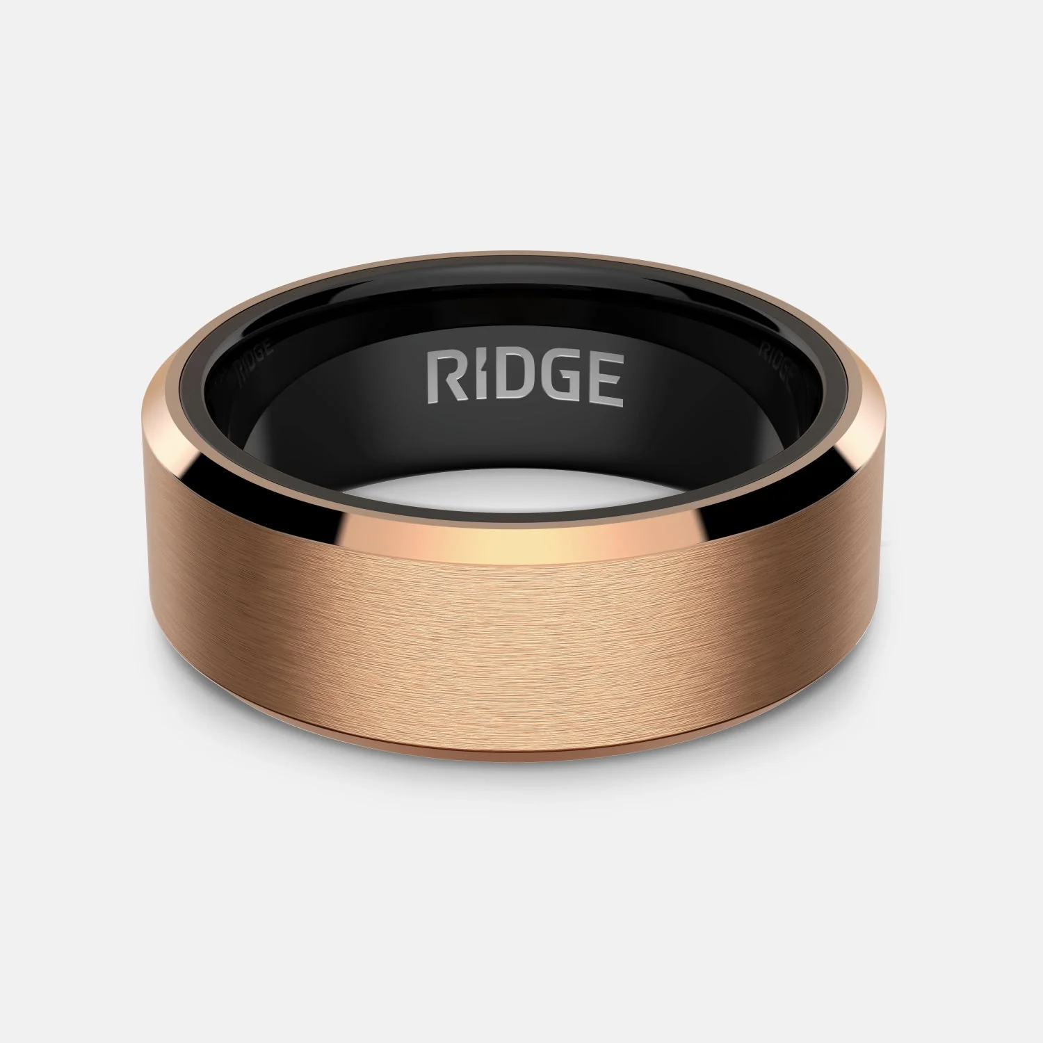 8mm Beveled Ring Set - 18K Rose Gold - Image 2