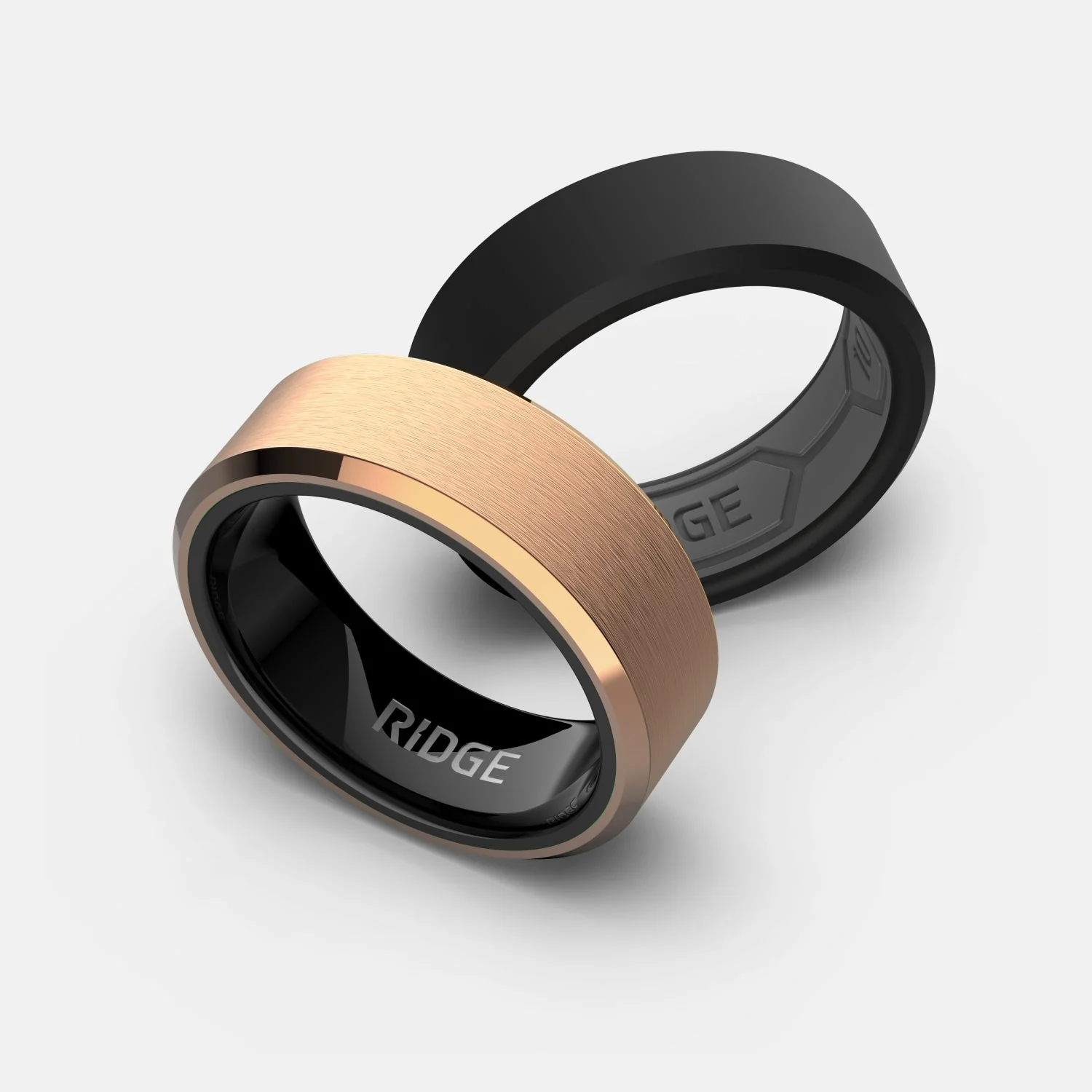 8mm Beveled Ring Set - 18K Rose Gold - Image 3