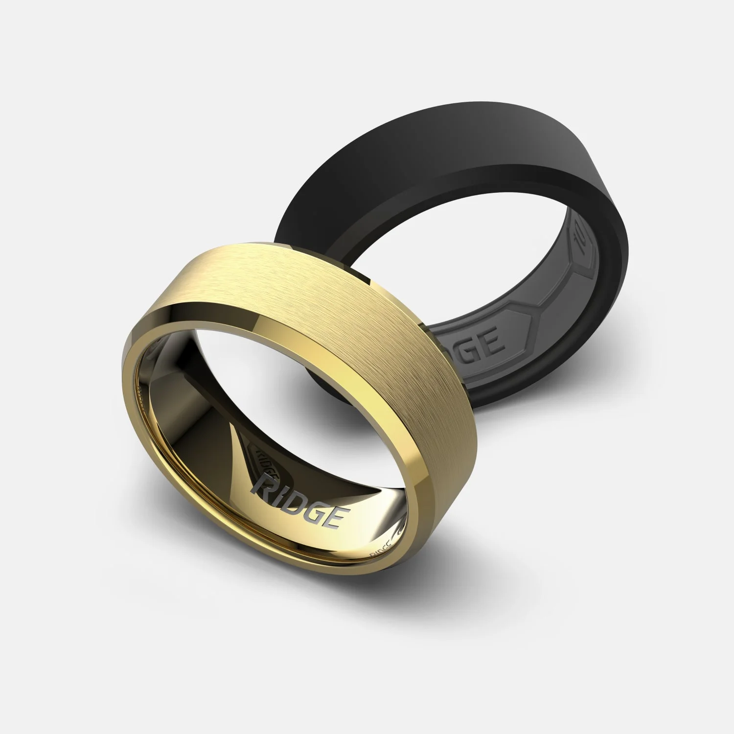 8mm Beveled Ring Set - 24K Gold - Tantalum - Image 3