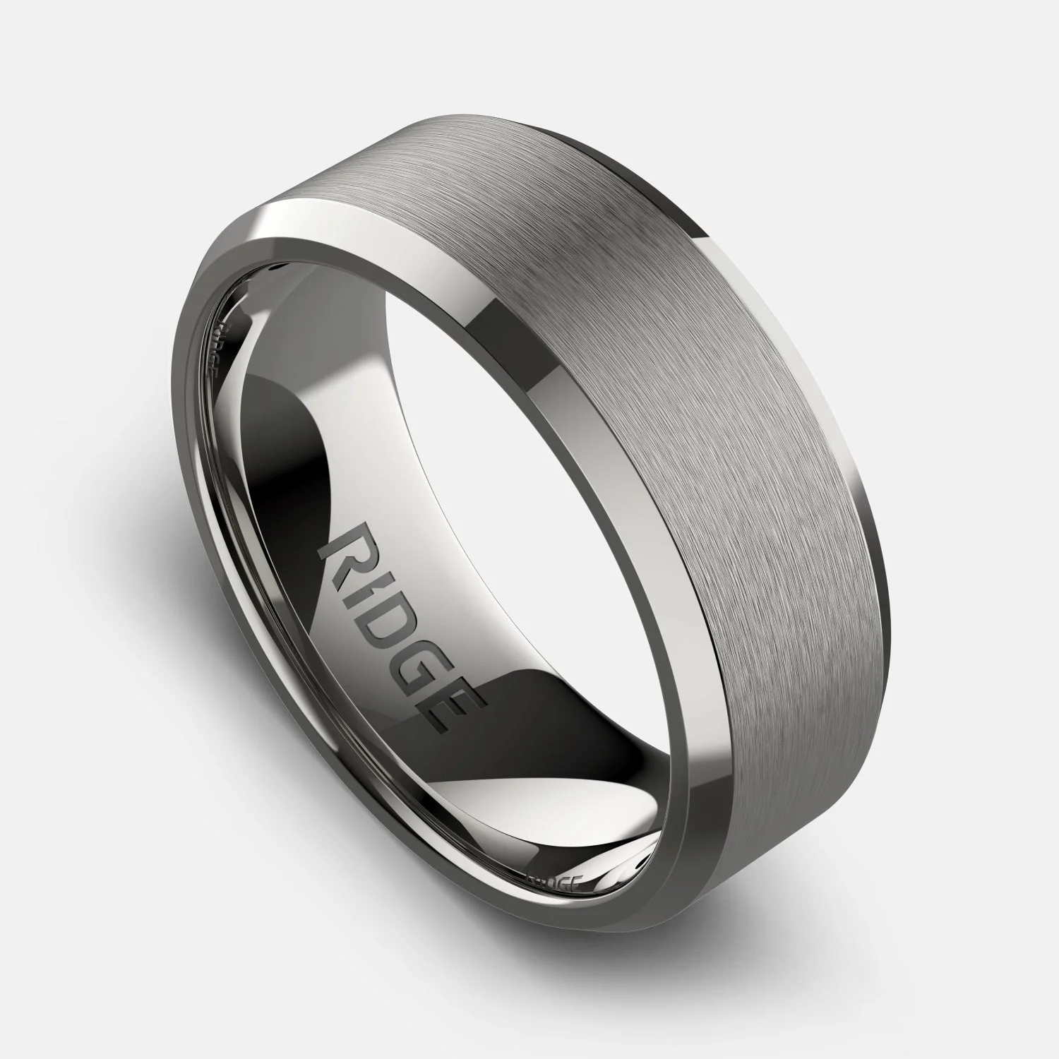 8mm Beveled Ring Set - Platinum - Tantalum