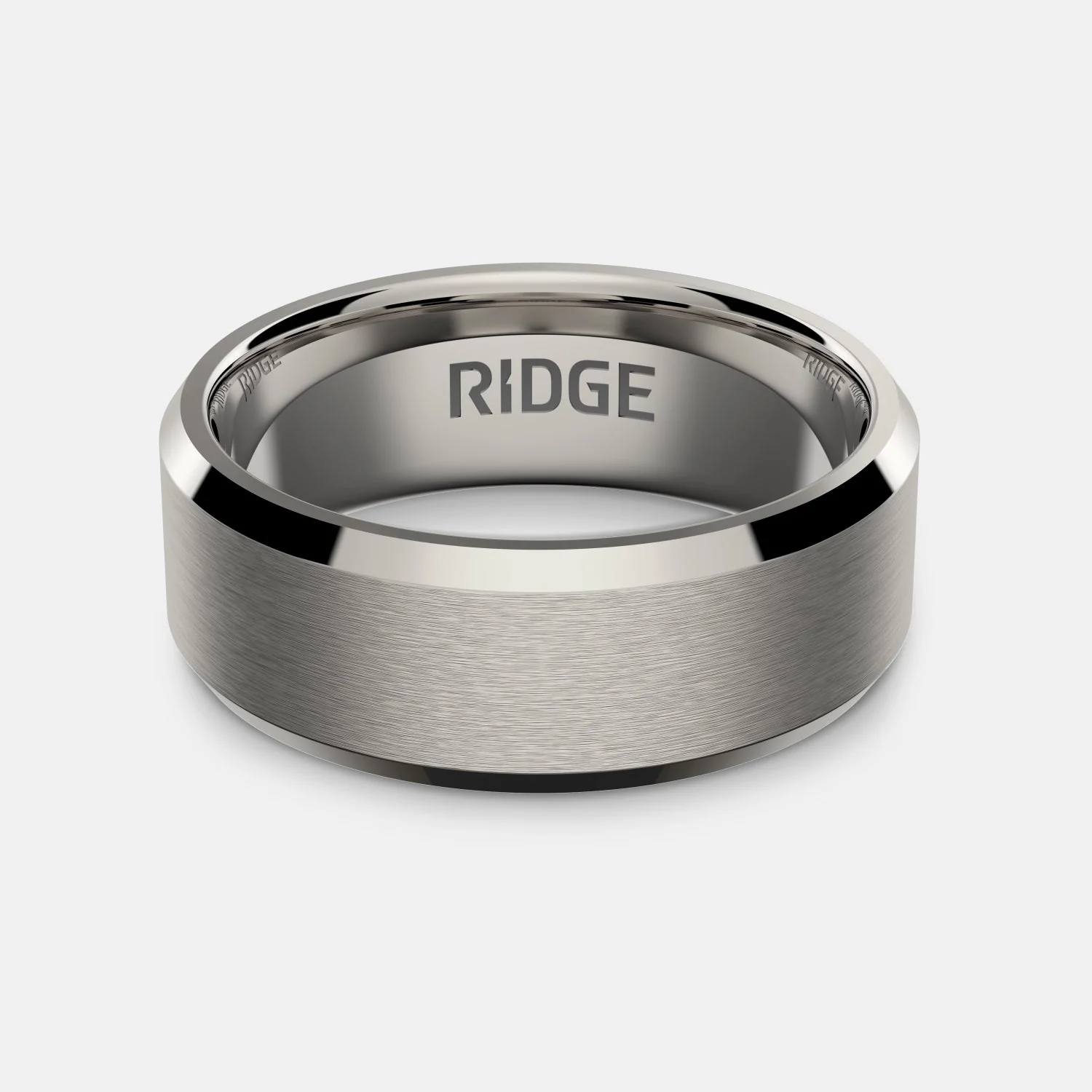 8mm Beveled Ring Set - Platinum - Tantalum - Image 2