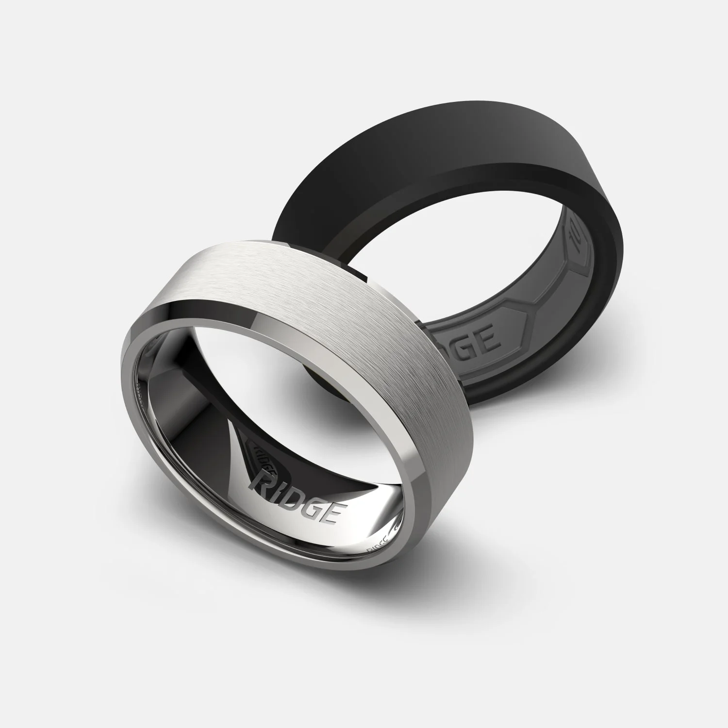 8mm Beveled Ring Set - Platinum - Tantalum - Image 3