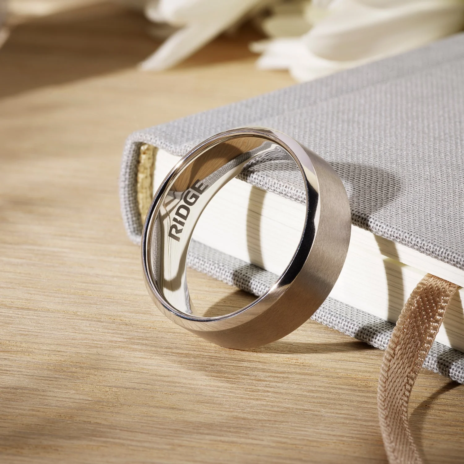 8mm Beveled Ring Set - Platinum - Tantalum - Image 6