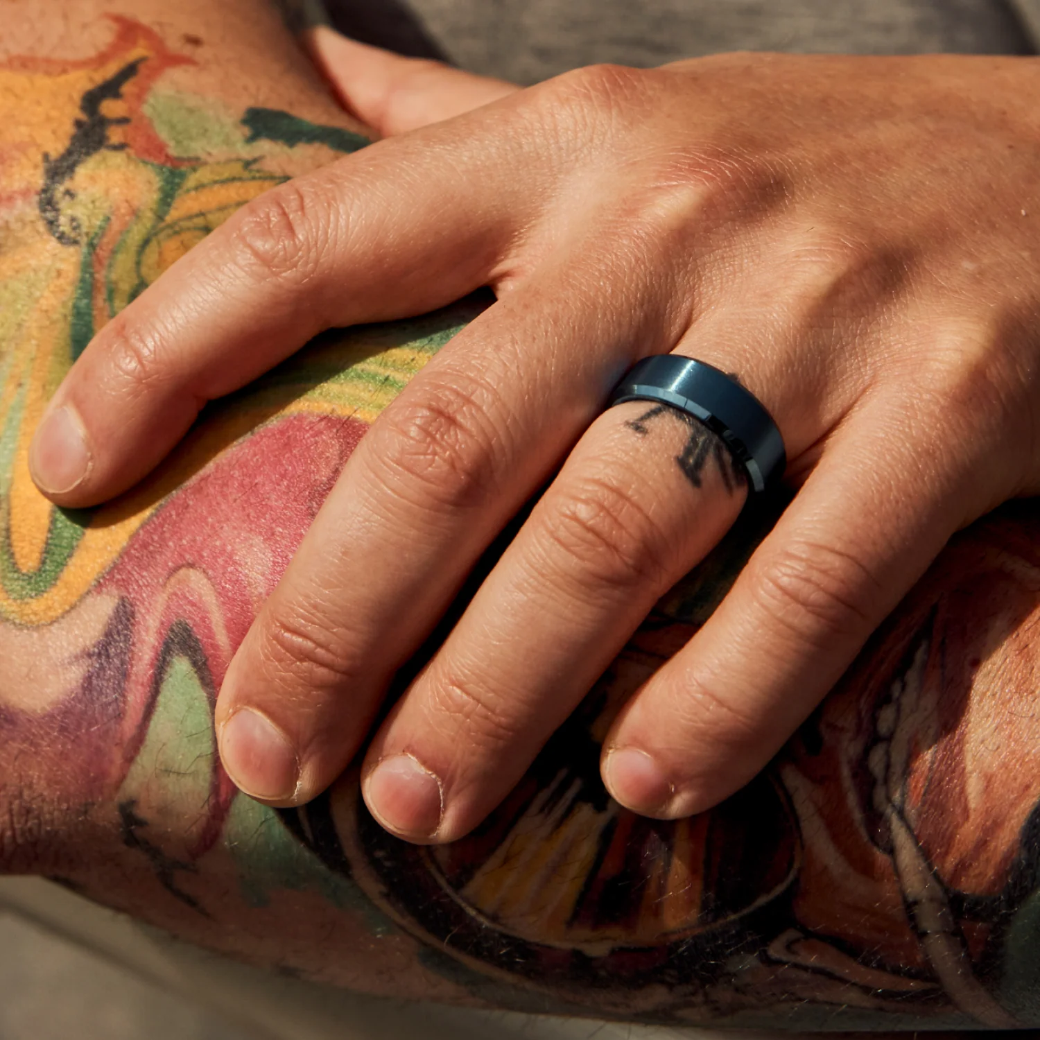 8mm Beveled Ring Set - Alpine Navy - Image 3