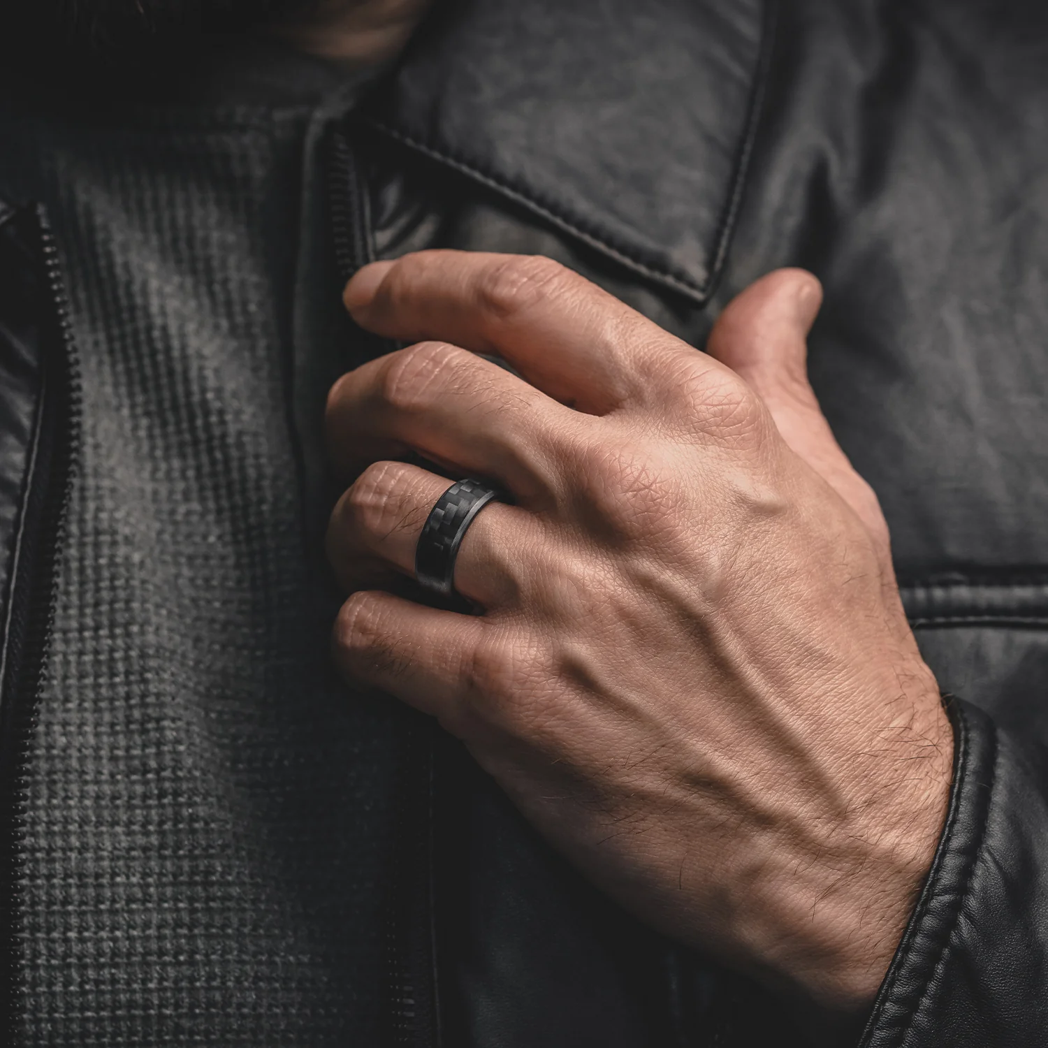 8mm Beveled Ring Set - Carbon Fiber 3K - Image 5