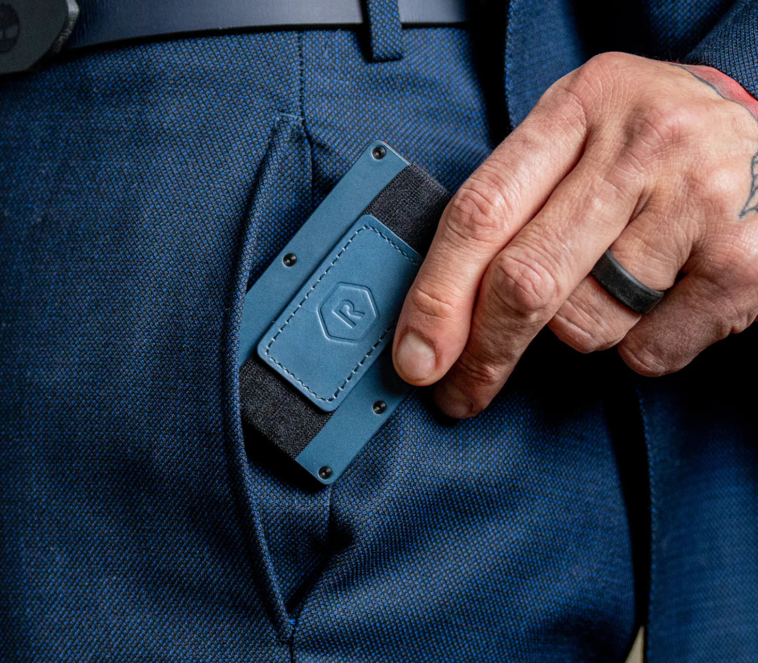 Ridge Wallet - Cobalt Blue Leather - Image 6
