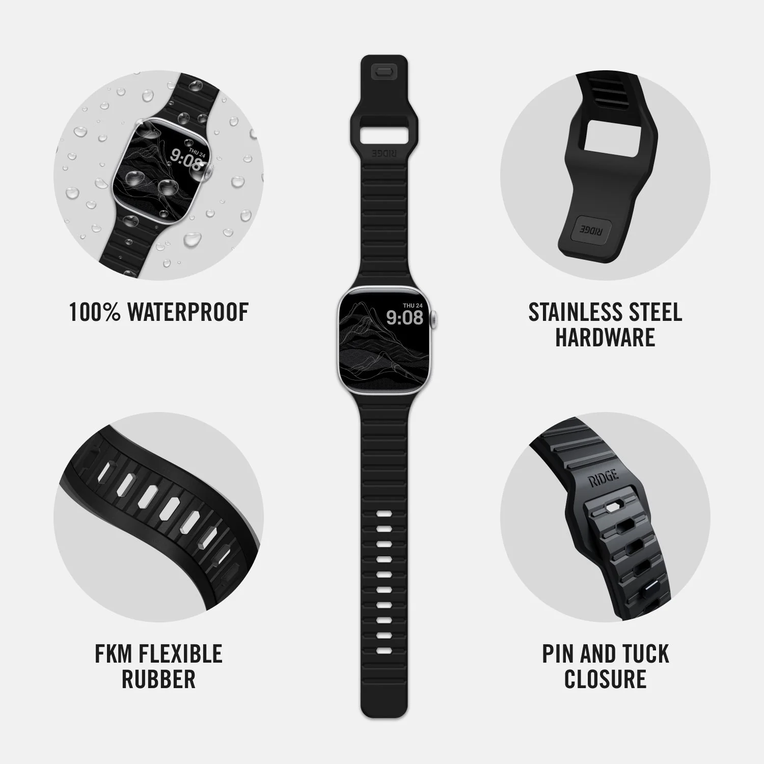 Everyday Watch Straps - Matte Black - 41/42mm - Image 5