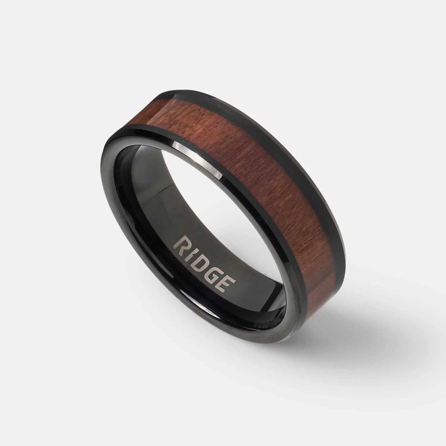 8mm Beveled Ring Set - Mopane Wood - Image 2