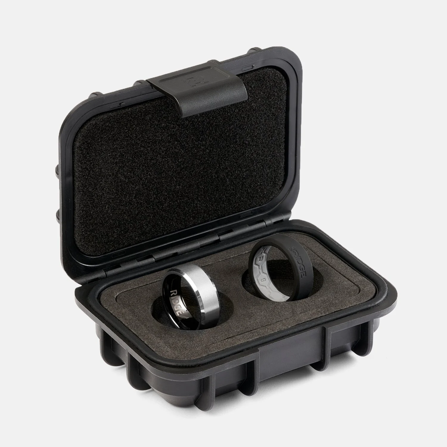 8mm Beveled Ring Set - Platinum - Image 2