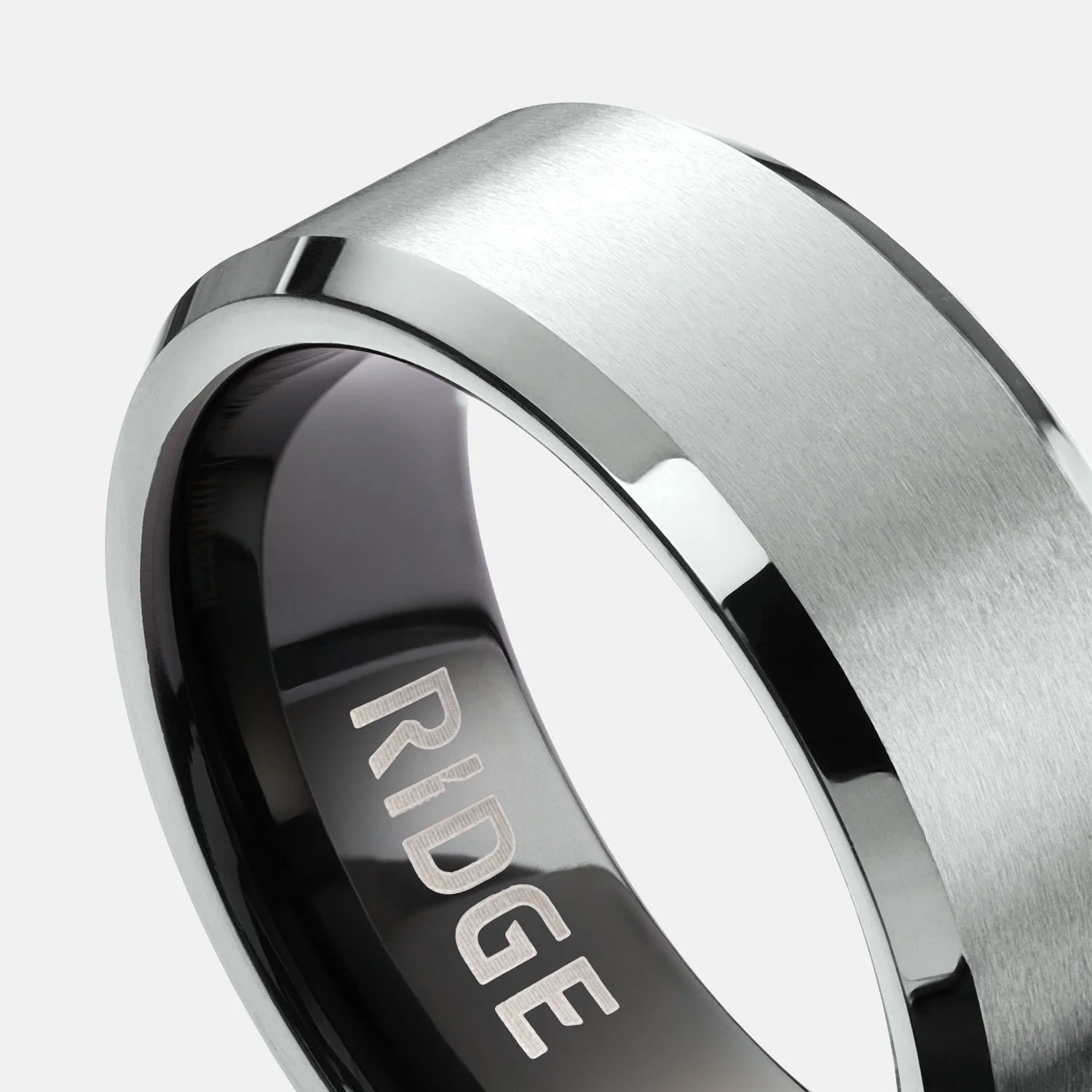 8mm Beveled Ring Set - Platinum - Image 4