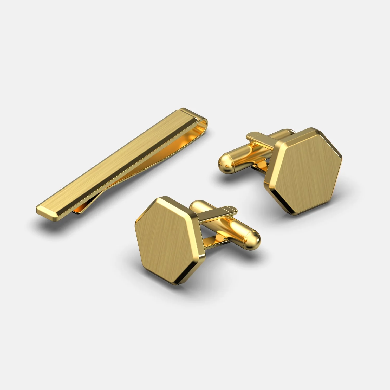 Tie Bar & Cufflinks Kit - 24K Gold - Image 2